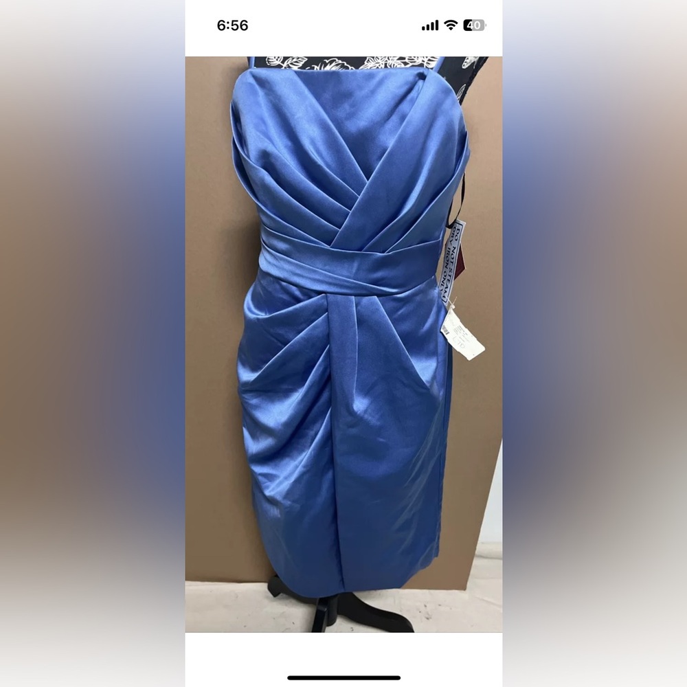 Watters&watters New W TagsProm/formal Shiney Blue Dress Knee Length Sz 10  Zips